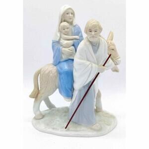 Vintage Homeco Christmas Porcelain Mary Baby Jesus Donkey Joseph 8910 Figurine